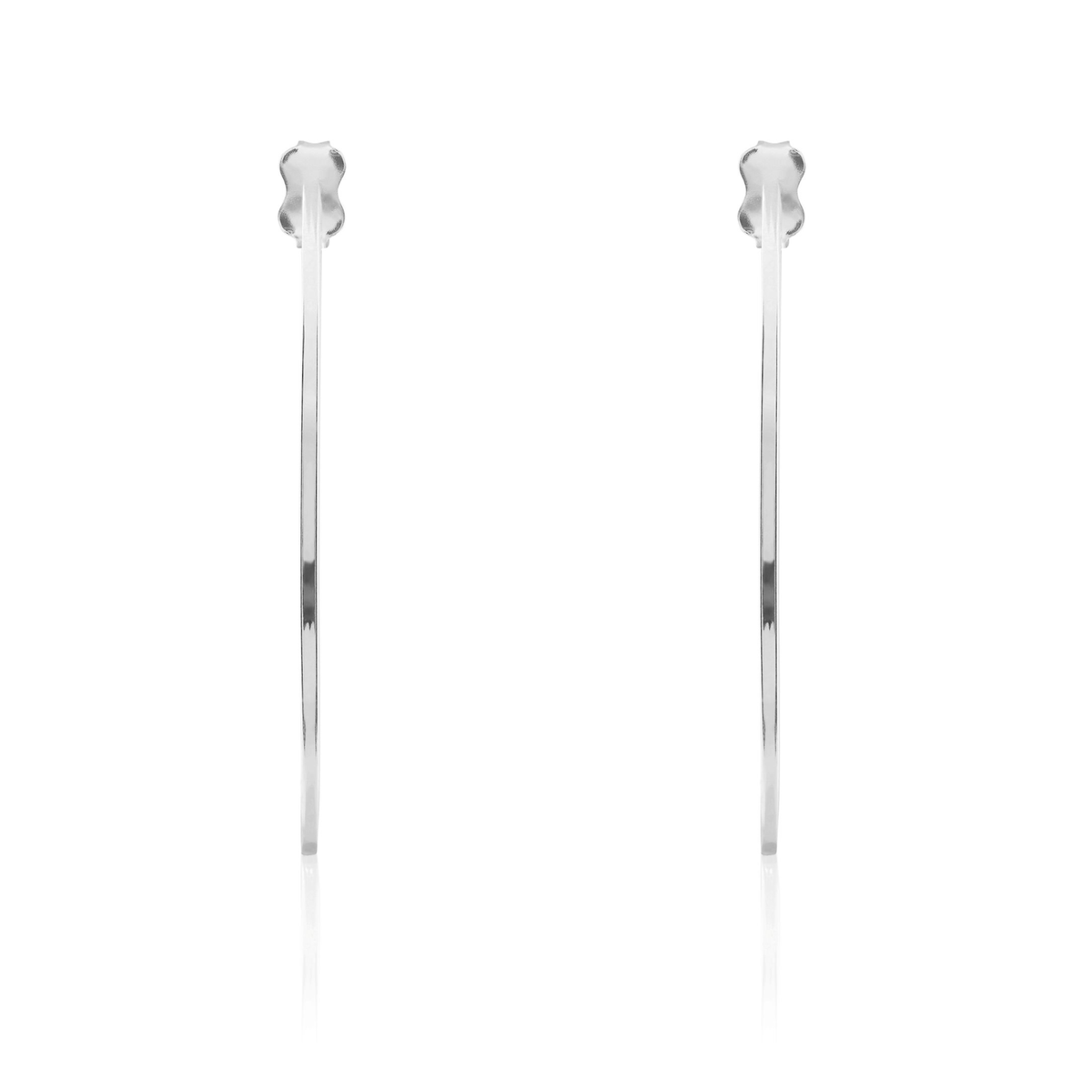 9ct White Gold Square Tube Hoop Earrings with Peg and Scroll Fittings — 42mm
