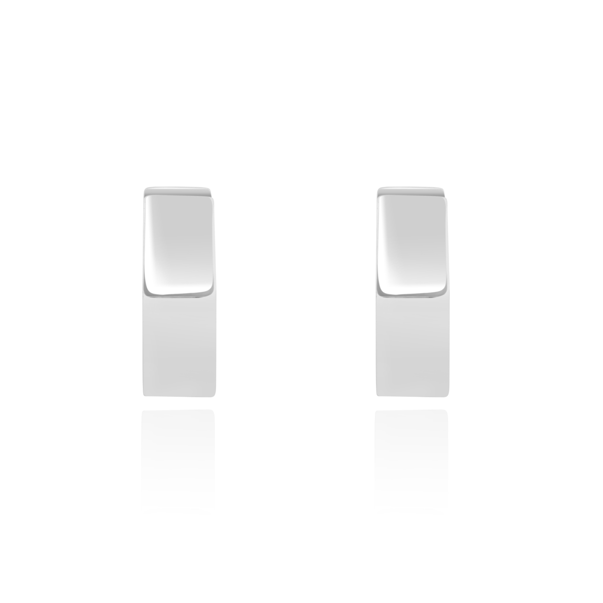 9ct White Gold Polished Hexagon Huggie Earrings — 13mm