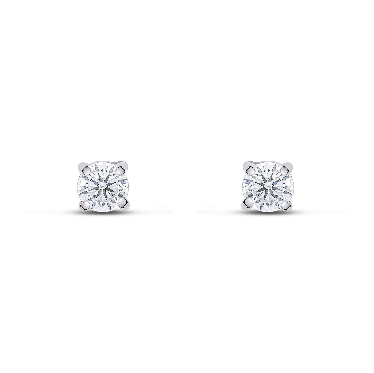9ct White Gold Round Cubic Zirconia CZ Claw Stud Earrings — 4mm