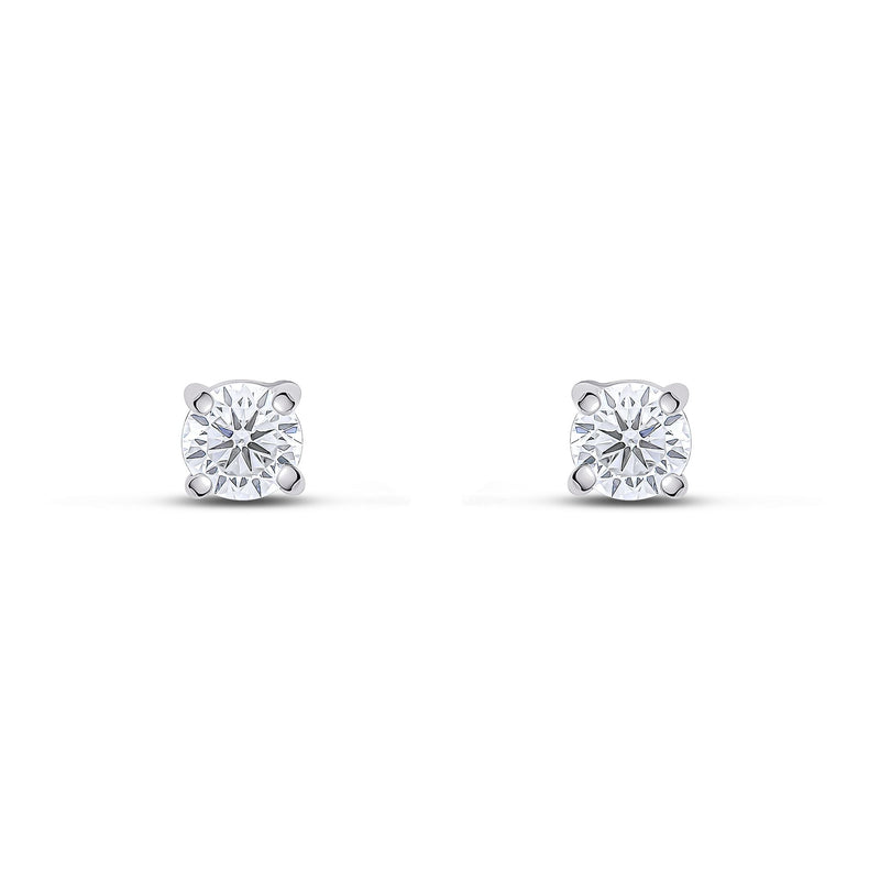 9ct White Gold Round Cubic Zirconia CZ Claw Stud Earrings — 4mm
