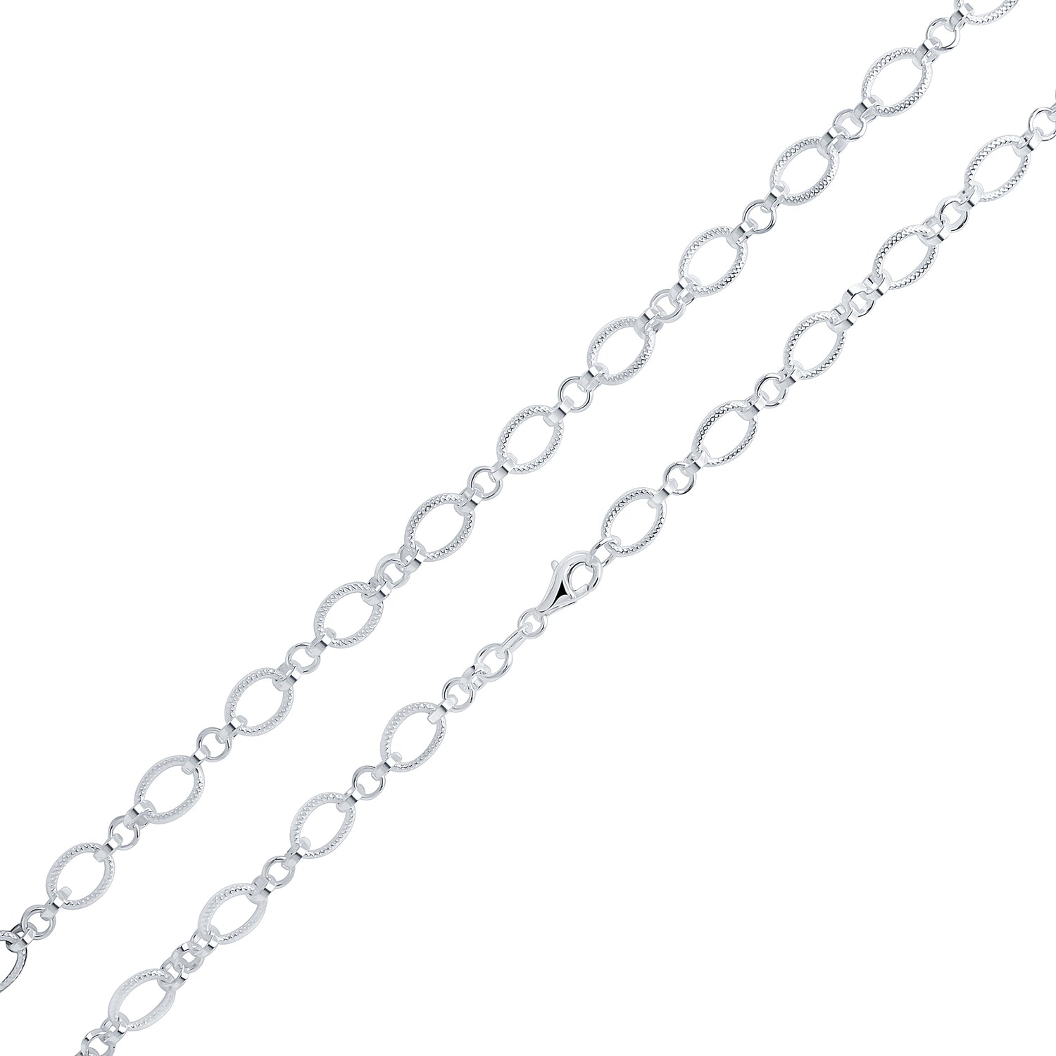 Sterling Silver Textured Oval Link Bracelet