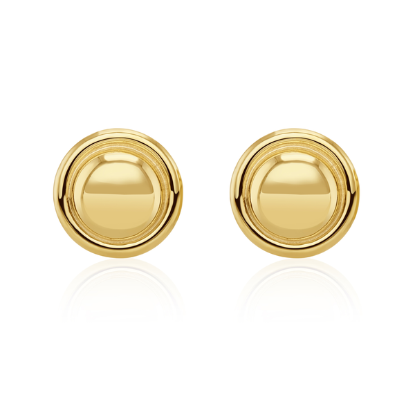 9ct Yellow Gold Polished Dome and Border Stud Earrings