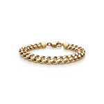 Gold plated sterling silver 11mm mens curb bracelet 8.5 inch - front