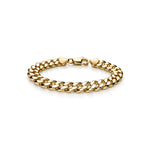 Gold plated sterling silver 8.75mm mens curb bracelet 8.5 inch - front
