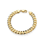 Gold plated sterling silver 8.75mm mens curb bracelet 8.5 inch - top
