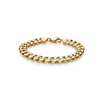 Gold plated sterling silver 8mm mens curb bracelet 8.5 inch - front