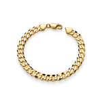 Gold plated sterling silver 8mm mens curb bracelet 8.5 inch - top
