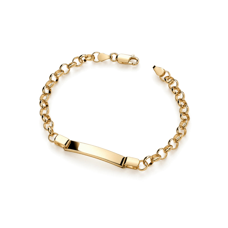 Gold plated sterling silver ID belcher bracelet 7.5 inch - top