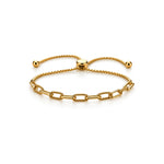 Gold plated sterling silver adjustable paperclip bracelet - front
