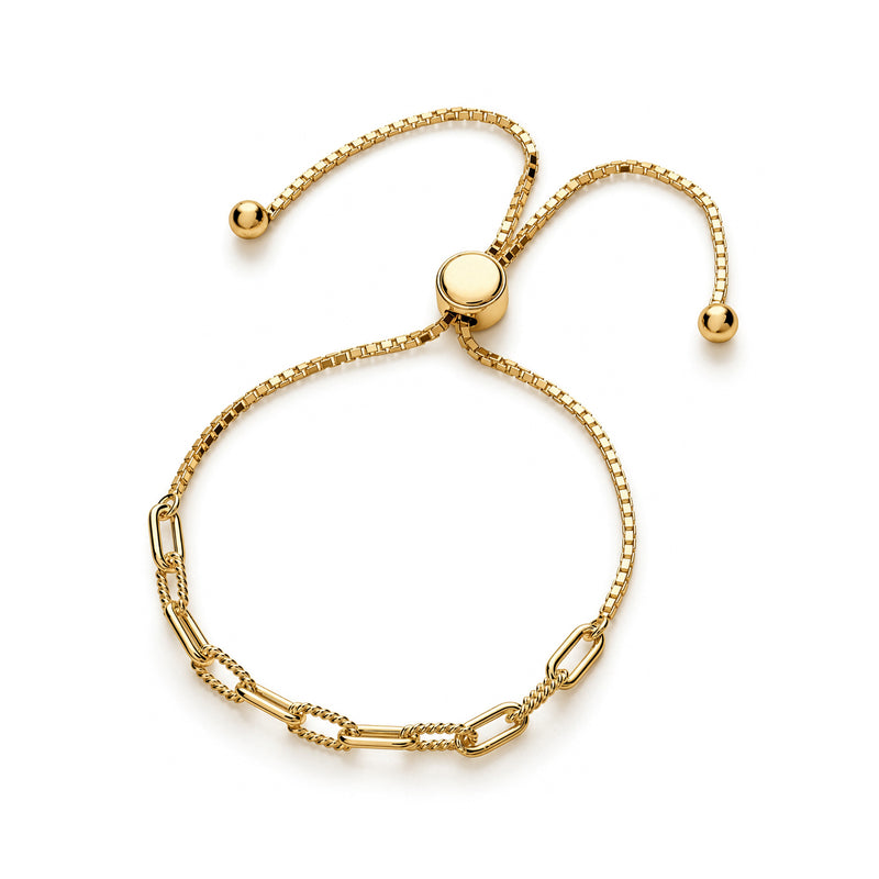 Gold plated sterling silver adjustable paperclip bracelet - top