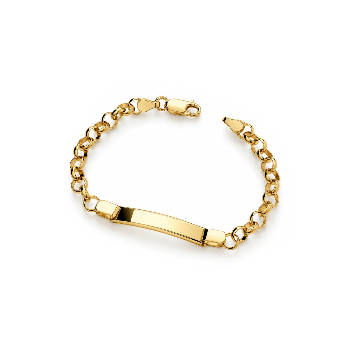 Gold plated sterling silver baby child ID belcher bracelet 6.5 inch - top