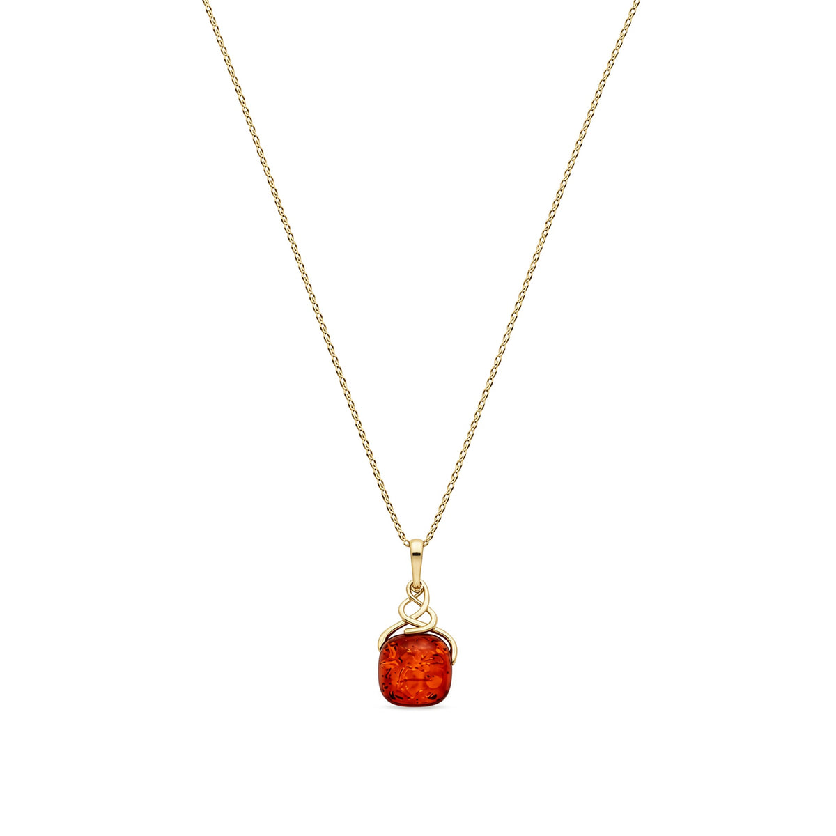Gold Plated Sterling Silver Natural Baltic Amber Celtic Drop Pendant