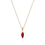 Gold Plated Sterling Silver Natural Baltic Amber Elongated Marquise Sweep Pendant