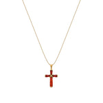 Gold Plated Sterling Silver Natural Baltic Amber Four-Stone Cross Pendant