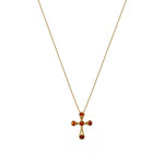 Gold Plated Sterling Silver Natural Baltic Amber Ornate Cross Pendant