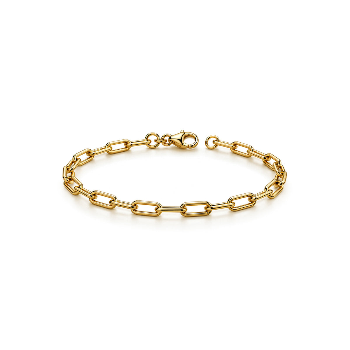 Gold plated sterling silver paperclip bracelet 7.5 inch - front