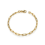 Gold plated sterling silver paperclip bracelet 7.5 inch - top