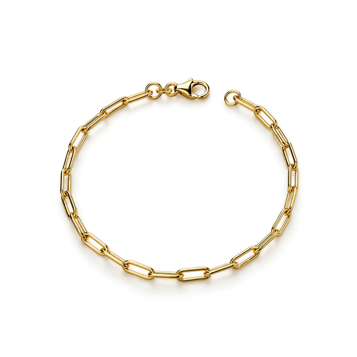 Gold plated sterling silver paperclip bracelet 7.5 inch - top