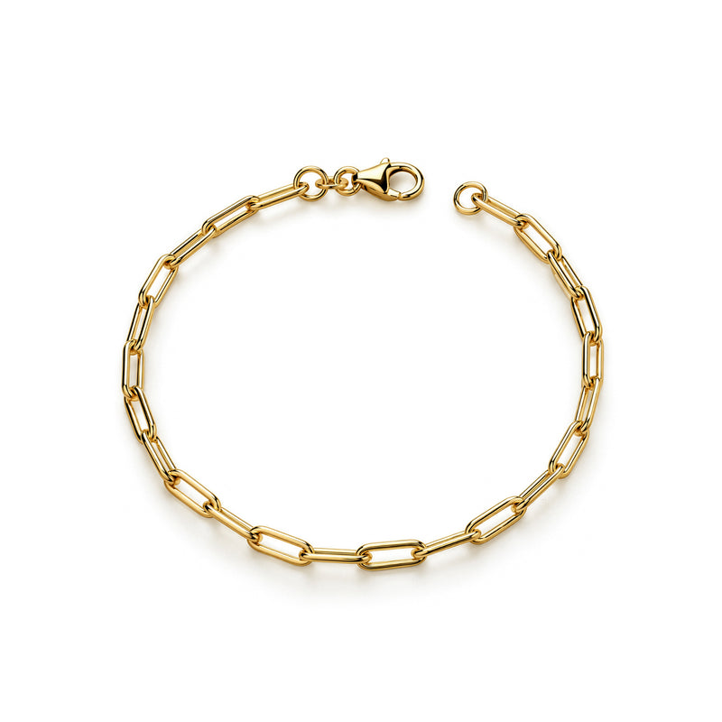 Gold plated sterling silver paperclip bracelet 7.5 inch - top