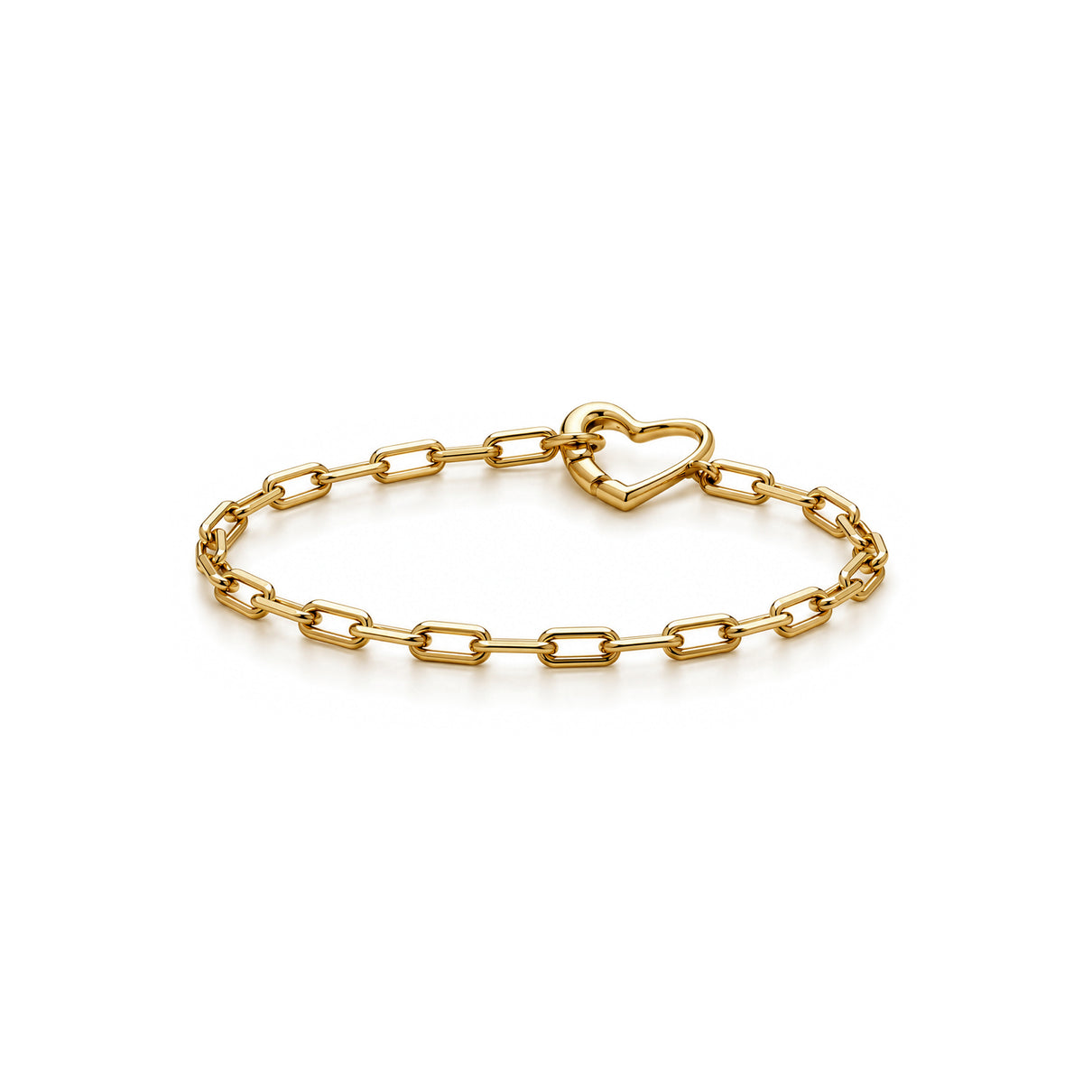 Gold-Plated Sterling Silver Paperclip Bracelet with Heart Clasp