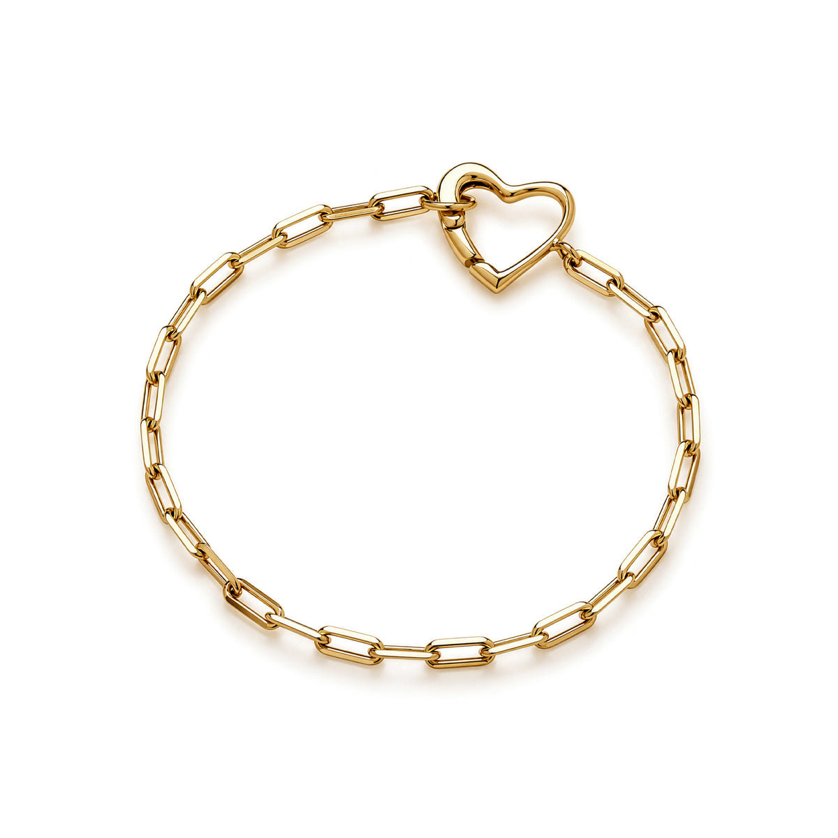 Gold-Plated Sterling Silver Paperclip Bracelet with Heart Clasp