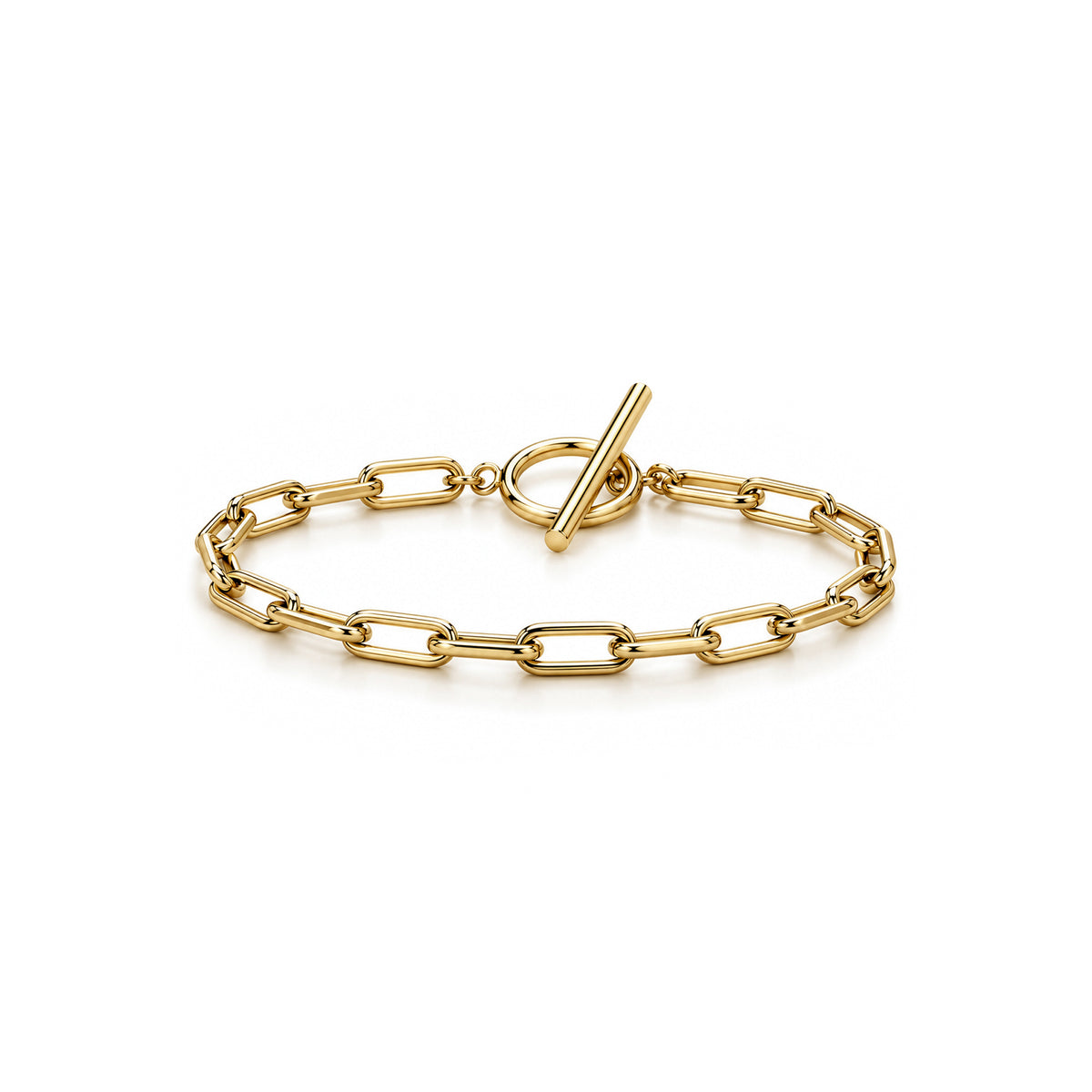 Gold-Plated Sterling Silver Paperclip Bracelet with T-Bar Clasp