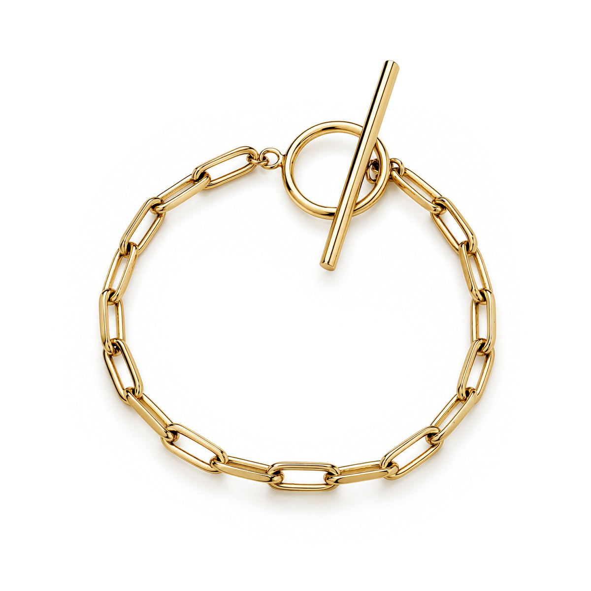 Gold-Plated Sterling Silver Paperclip Bracelet with T-Bar Clasp