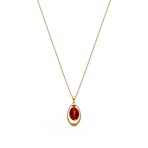 Gold Plated Sterling Silver Natural Baltic Amber Suspended Amber Drop Pendant