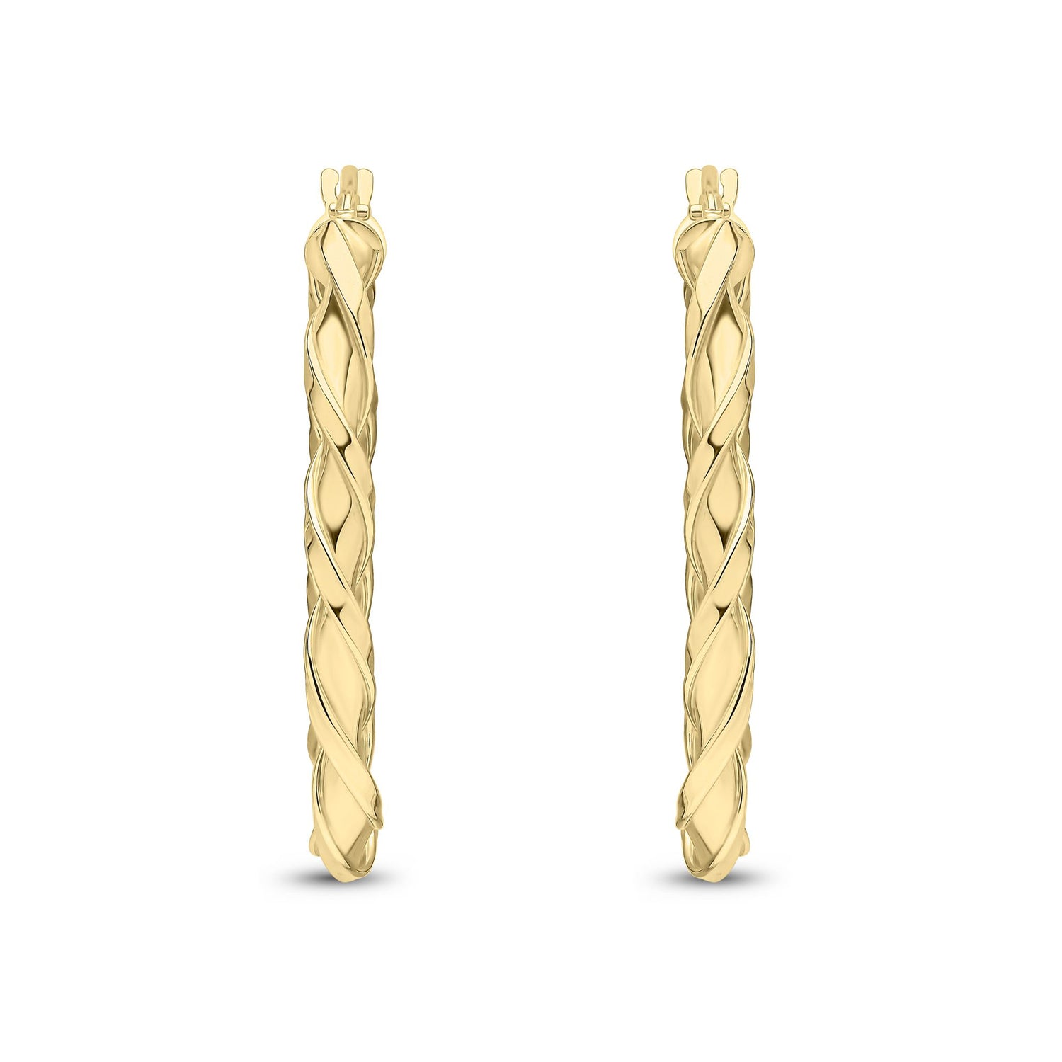 9ct Yellow Gold Twisted Oval Hoop Earrings