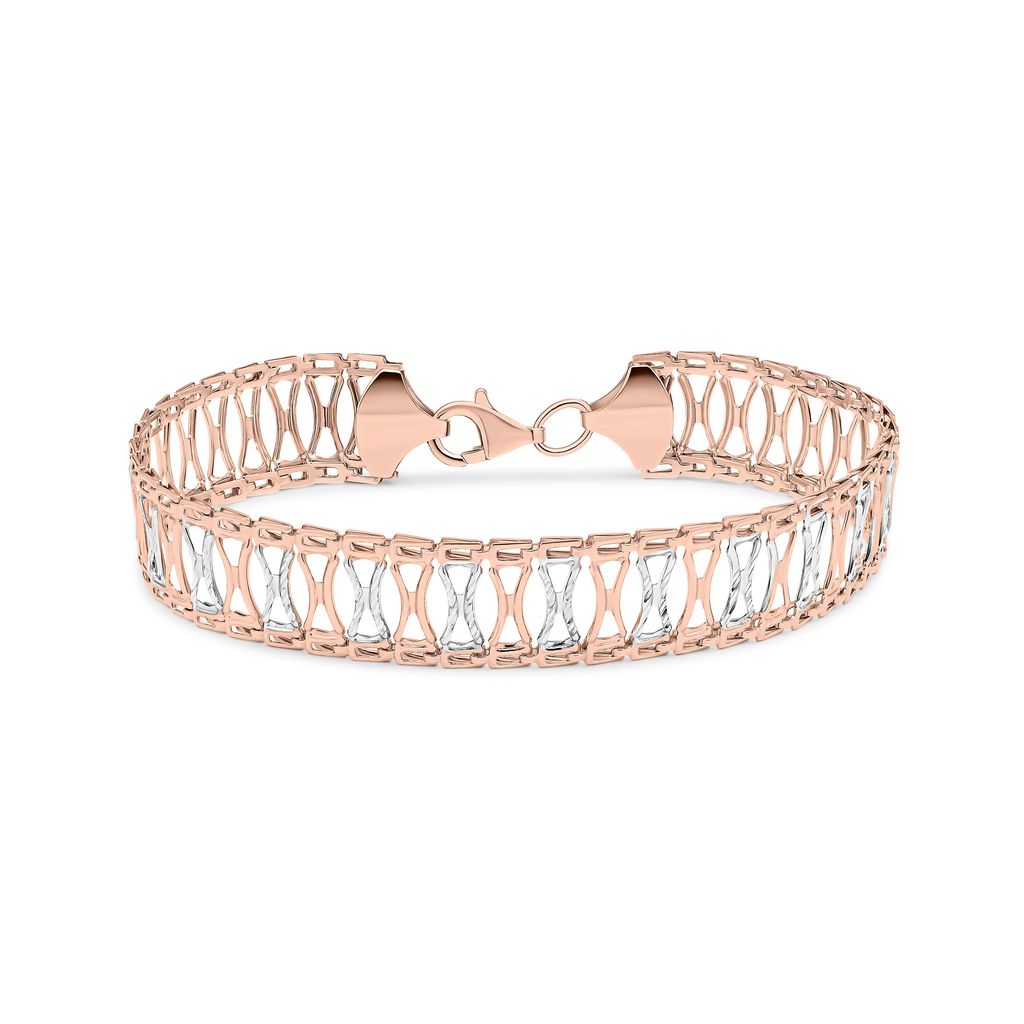 9ct Rose and White Gold Open Link Bracelet