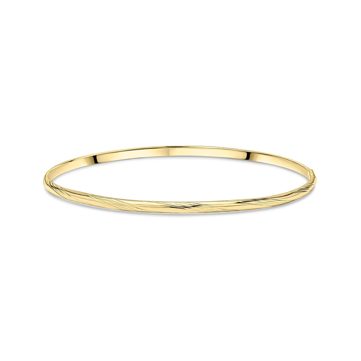 9ct Yellow Gold Engraved Twist Bangle