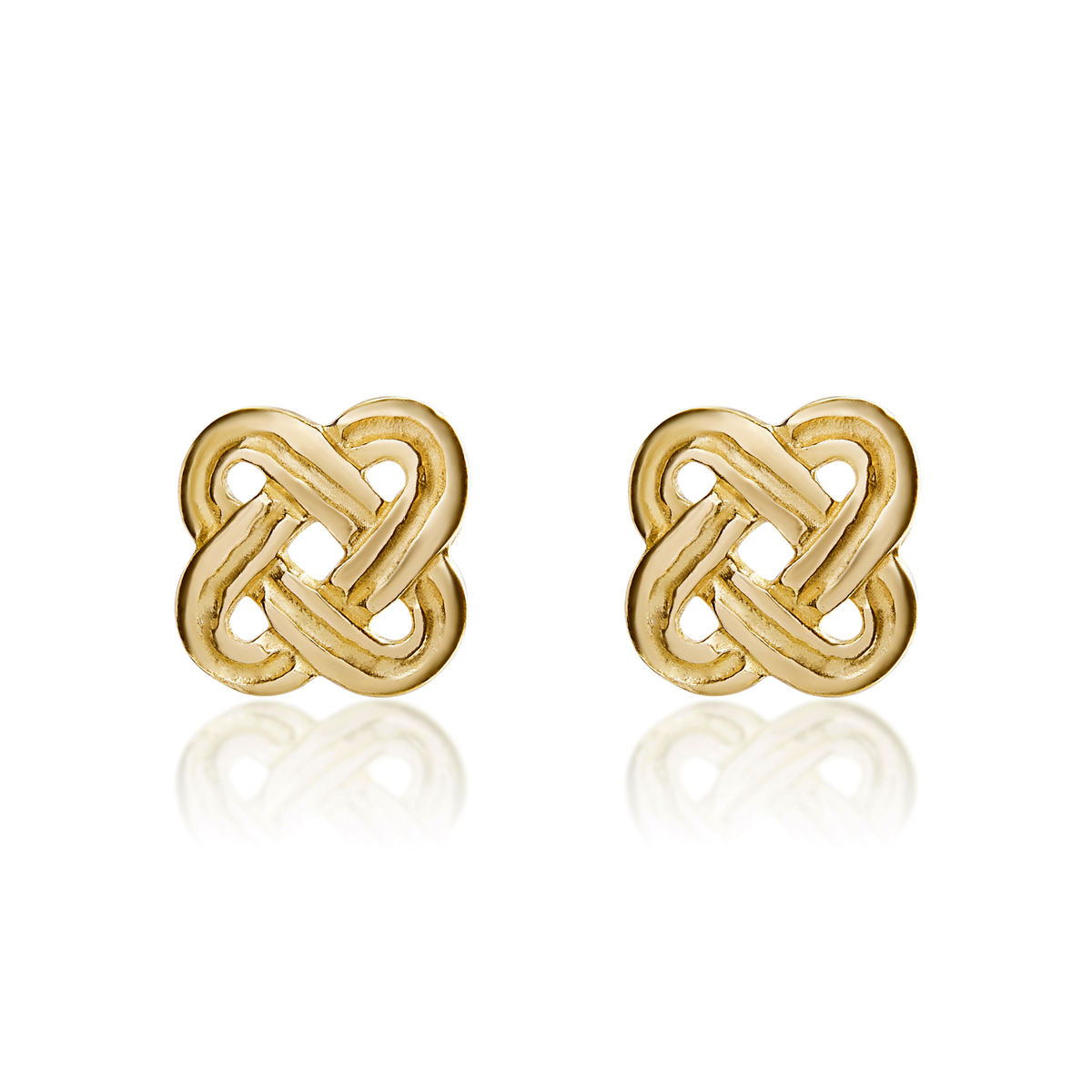 9ct Gold Cushion-Shape Celtic Design Stud Earrings