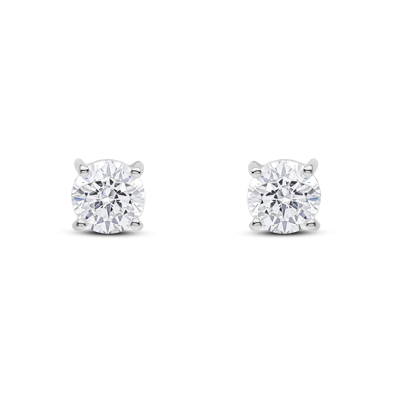 9ct White Gold Round Cubic Zirconia CZ Claw Set Stud Earrings — 6mm