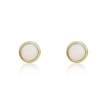 9ct Yellow Gold Round Natural Opal Rubover Stud Earrings — 3mm