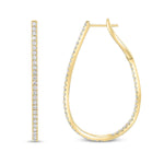 18ct Yellow Gold Natural Diamond Claw Set Horseshoe Hoop Earrings