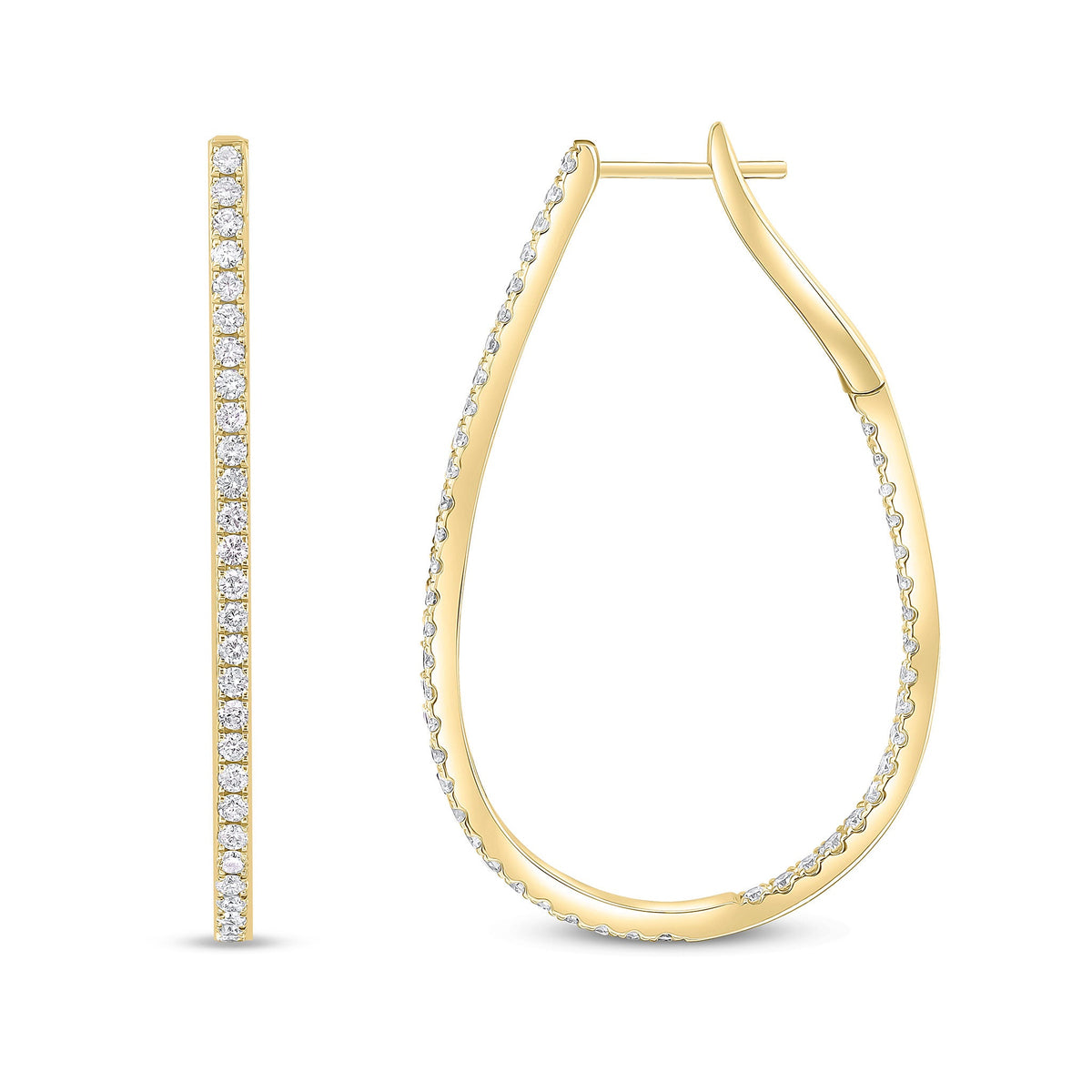 18ct Yellow Gold Natural Diamond Claw Set Horseshoe Hoop Earrings