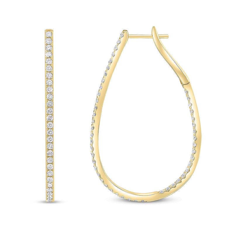 18ct Yellow Gold Natural Diamond Claw Set Horseshoe Hoop Earrings