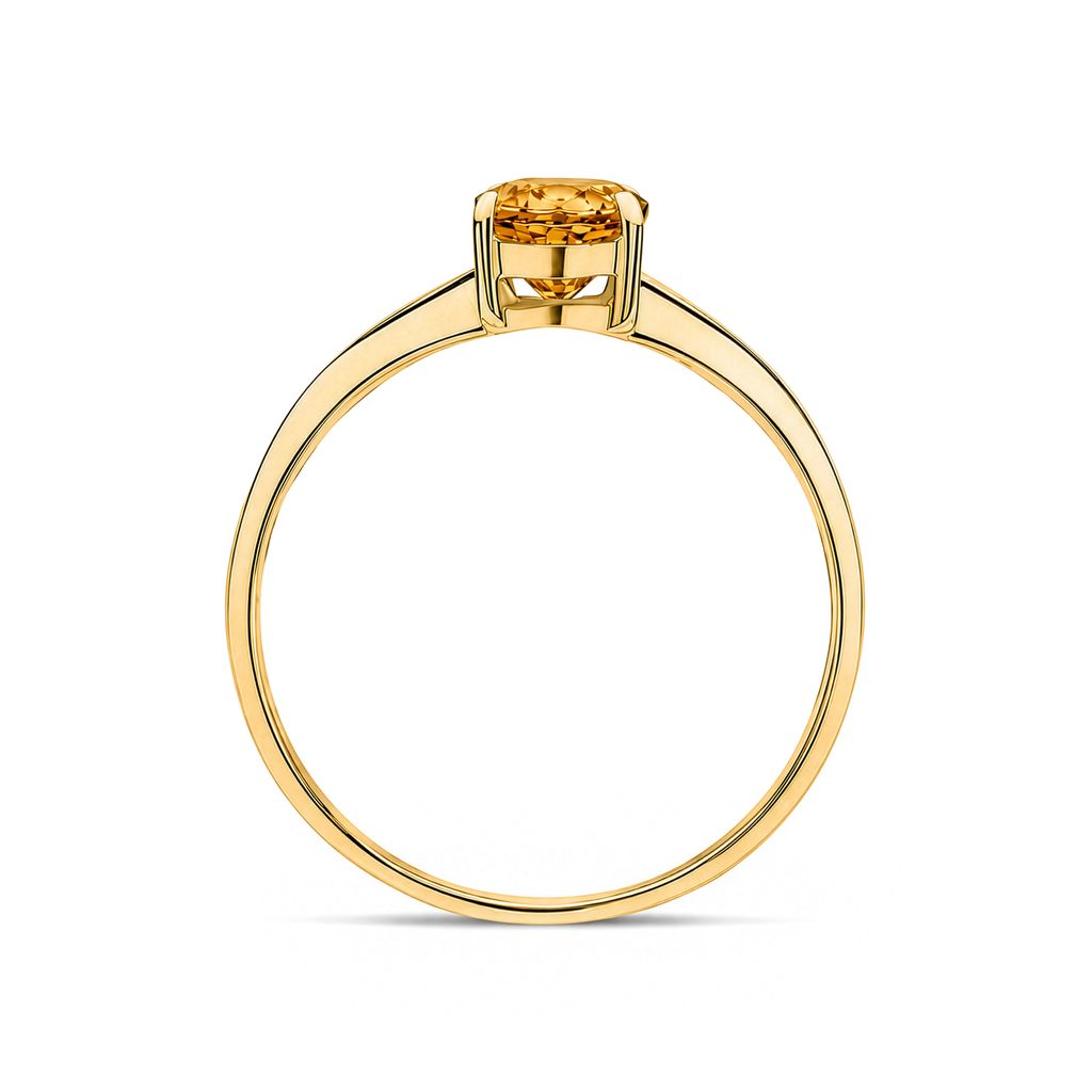 9ct Yellow Gold Oval Natural Citrine Claw Single Stone Ring — 7x5mm