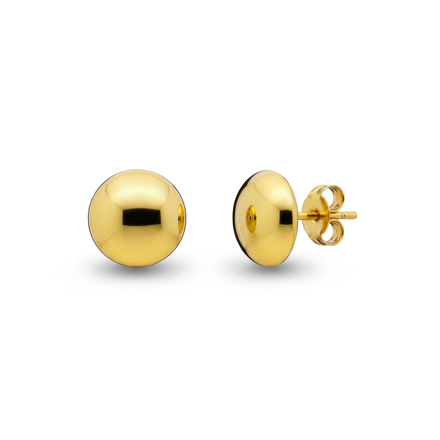 9ct Yellow Gold Polished Button Stud Earrings — 10mm