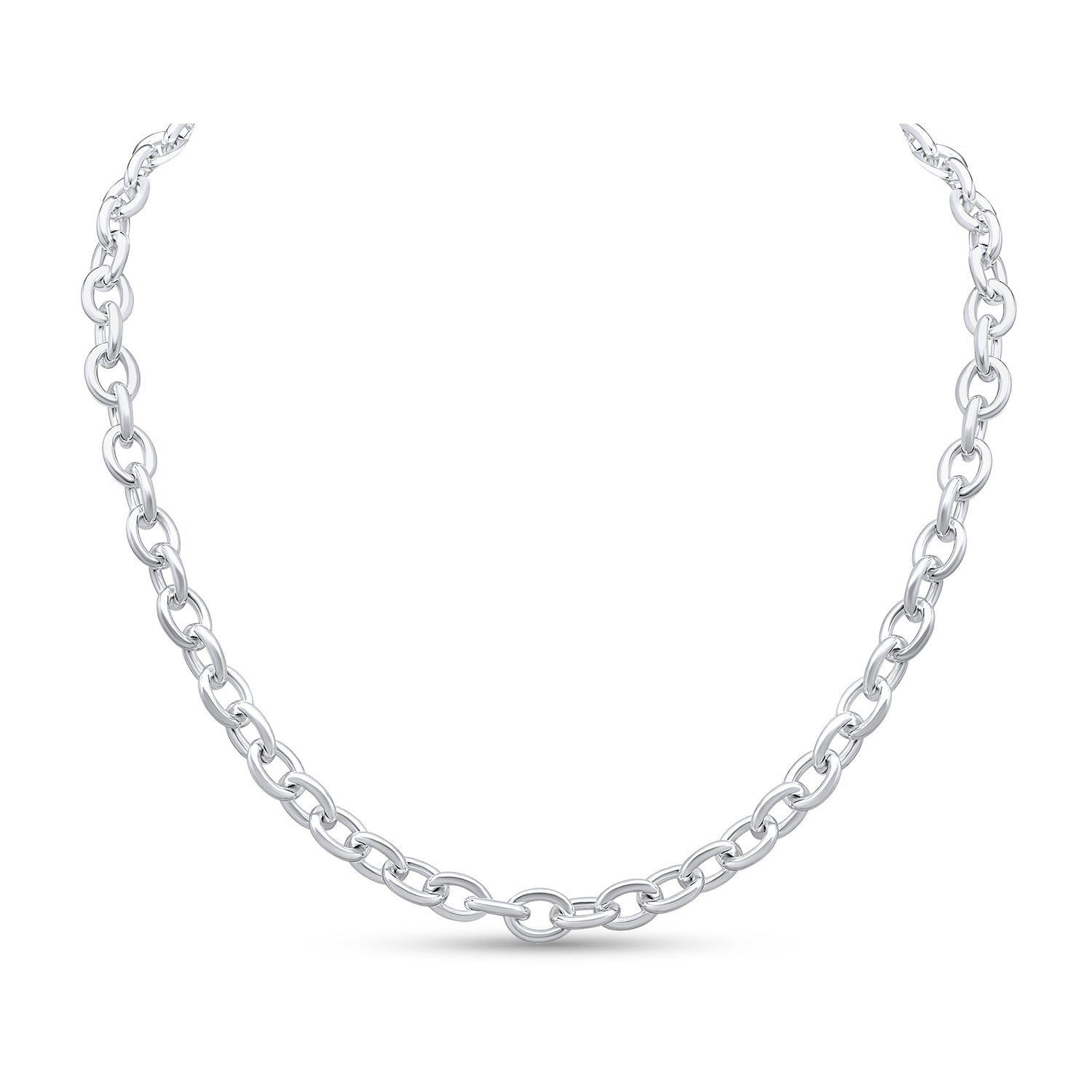 Sterling Silver Handmade Solid 8mm Cable Necklace with T-Bar and Disc Charm