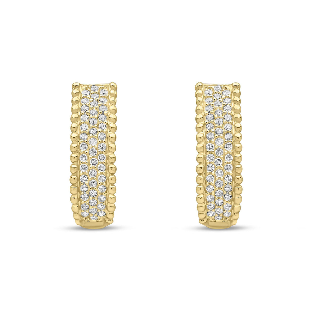 18ct Yellow Gold Natural Diamond Beaded Edge Peg & Clip Earrings