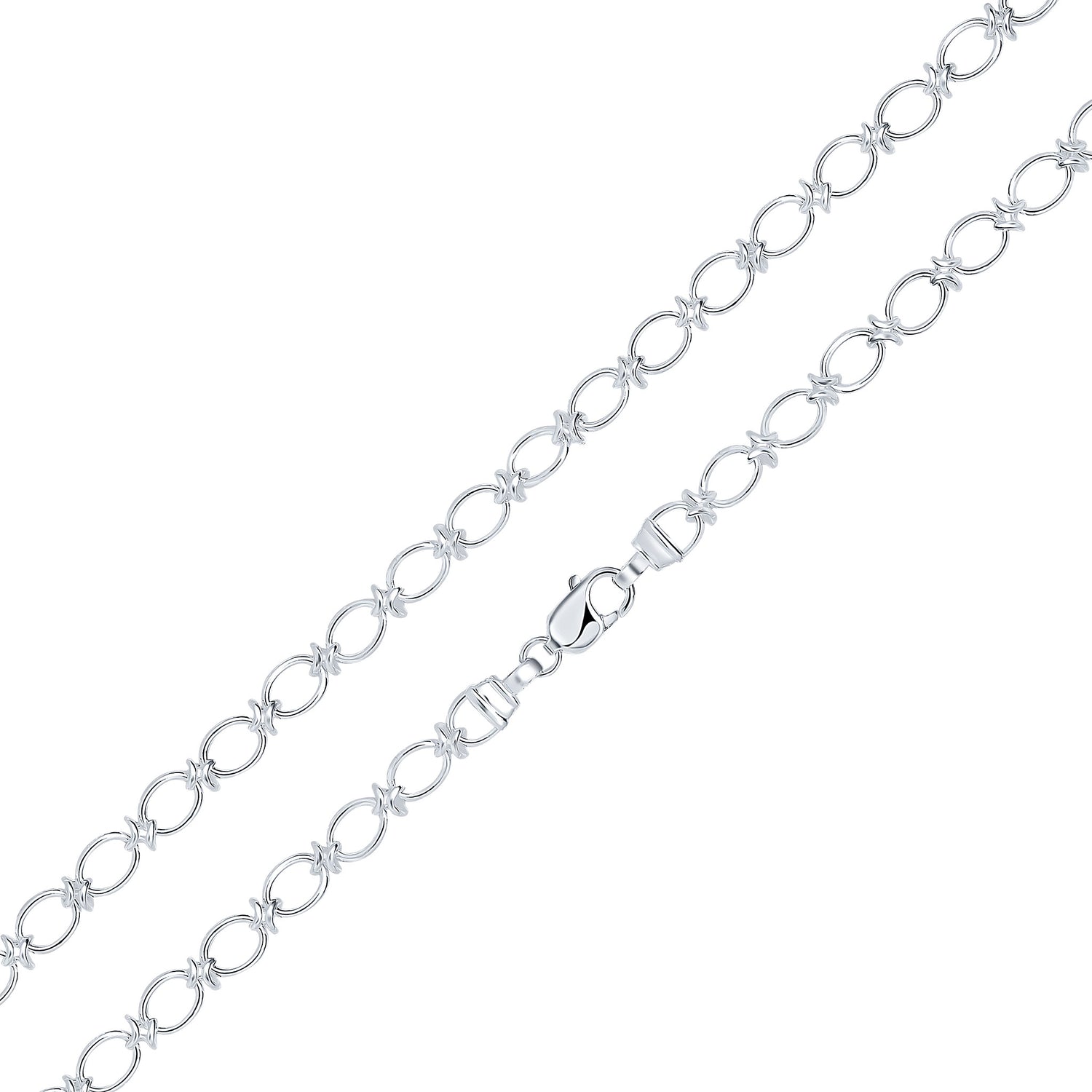 Sterling Silver Handmade Solid 8mm Oval Knot Bracelet