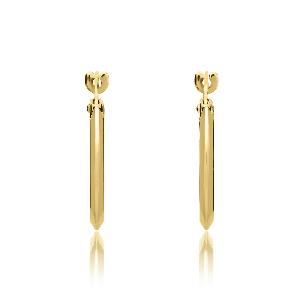 9ct Gold Knife Edge Hoop Earrings — 15mm