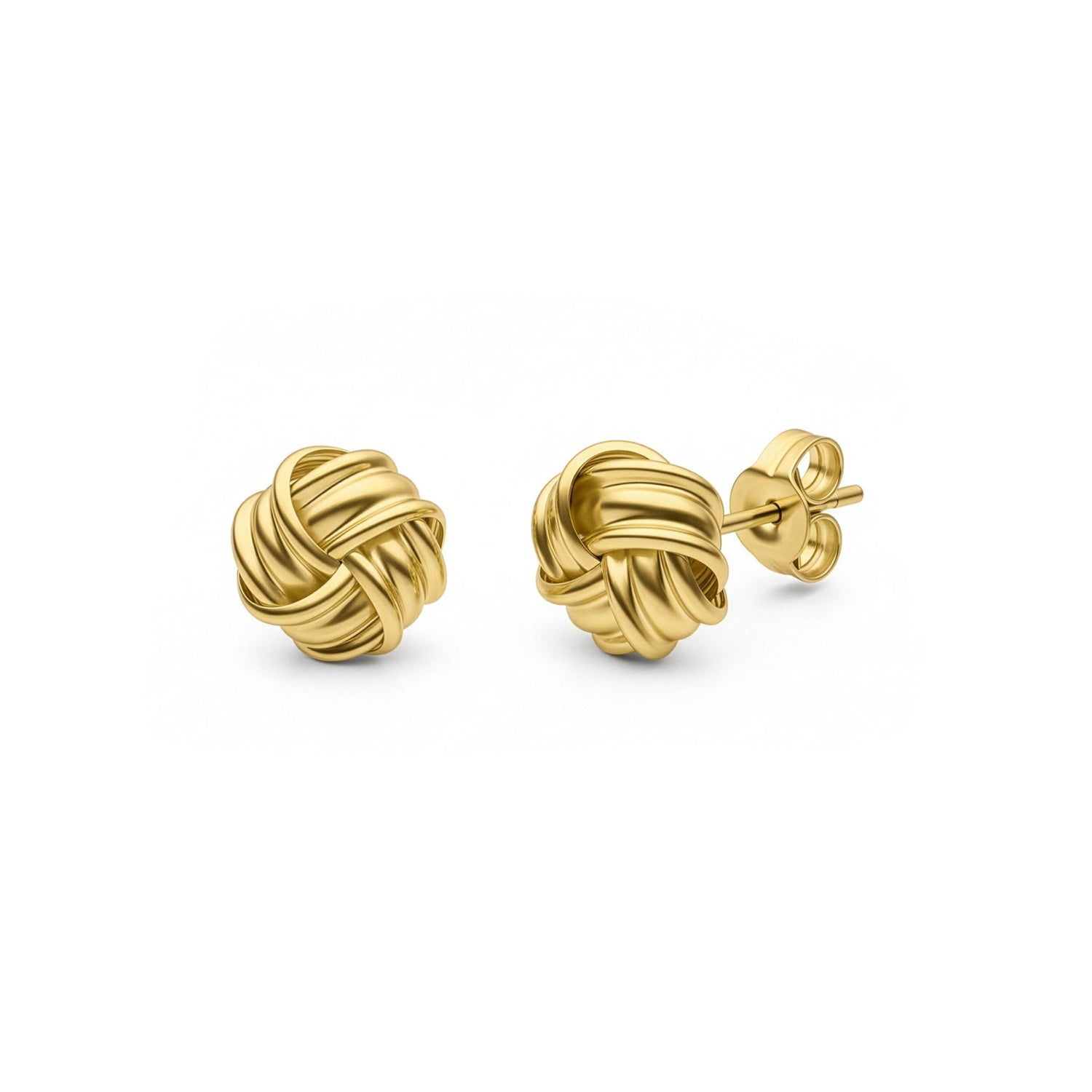 9ct Yellow Gold Polished Woven Knot Stud Earrings — 8mm