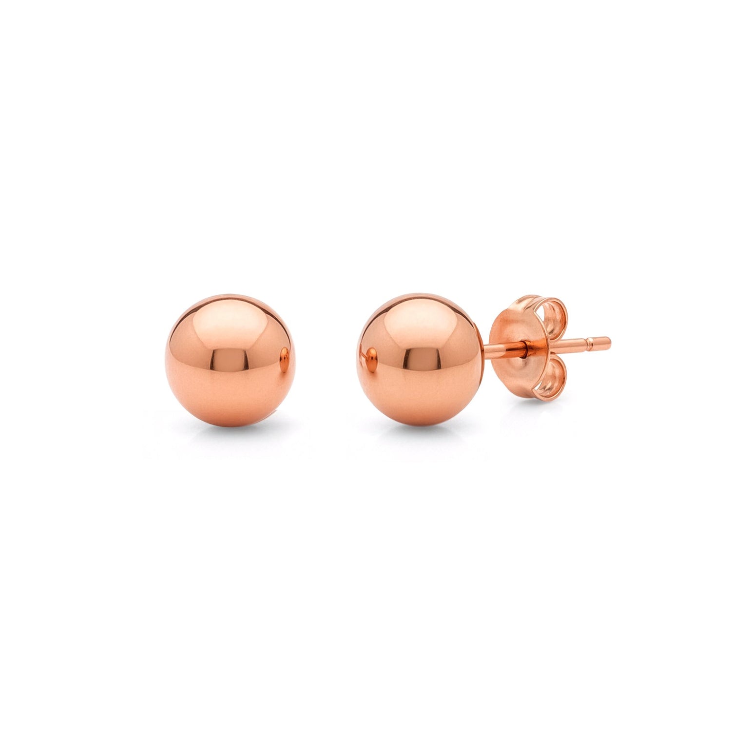 9ct Rose Gold Polished Ball Stud Earrings — 8mm
