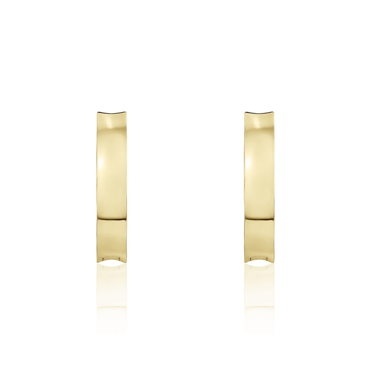 9ct Yellow Gold Concave Polished Huggie Hoop Earrings — 13mm