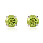 9ct White Gold Round Natural Peridot Claw Set Stud Earrings — 5mm