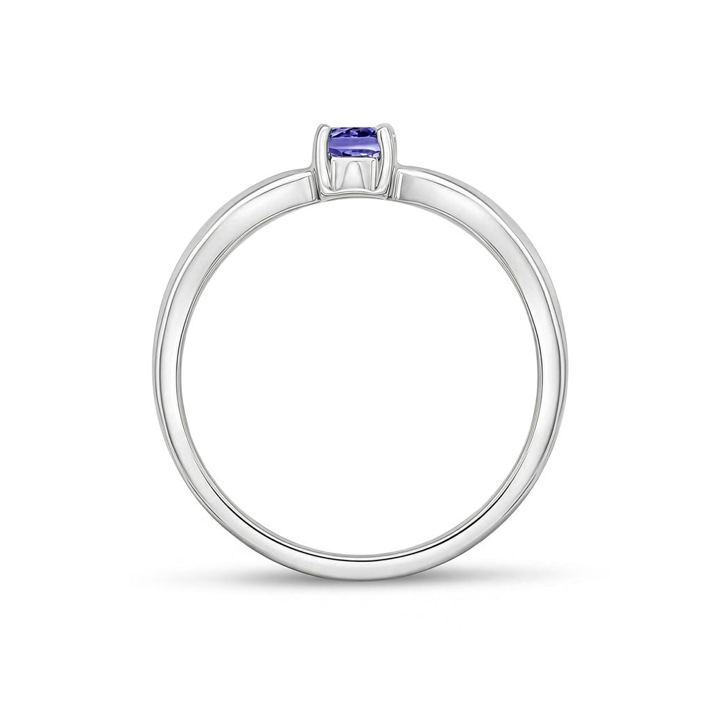9ct White Gold Oval Natural Tanzanite Claw Ring — 5x4mm