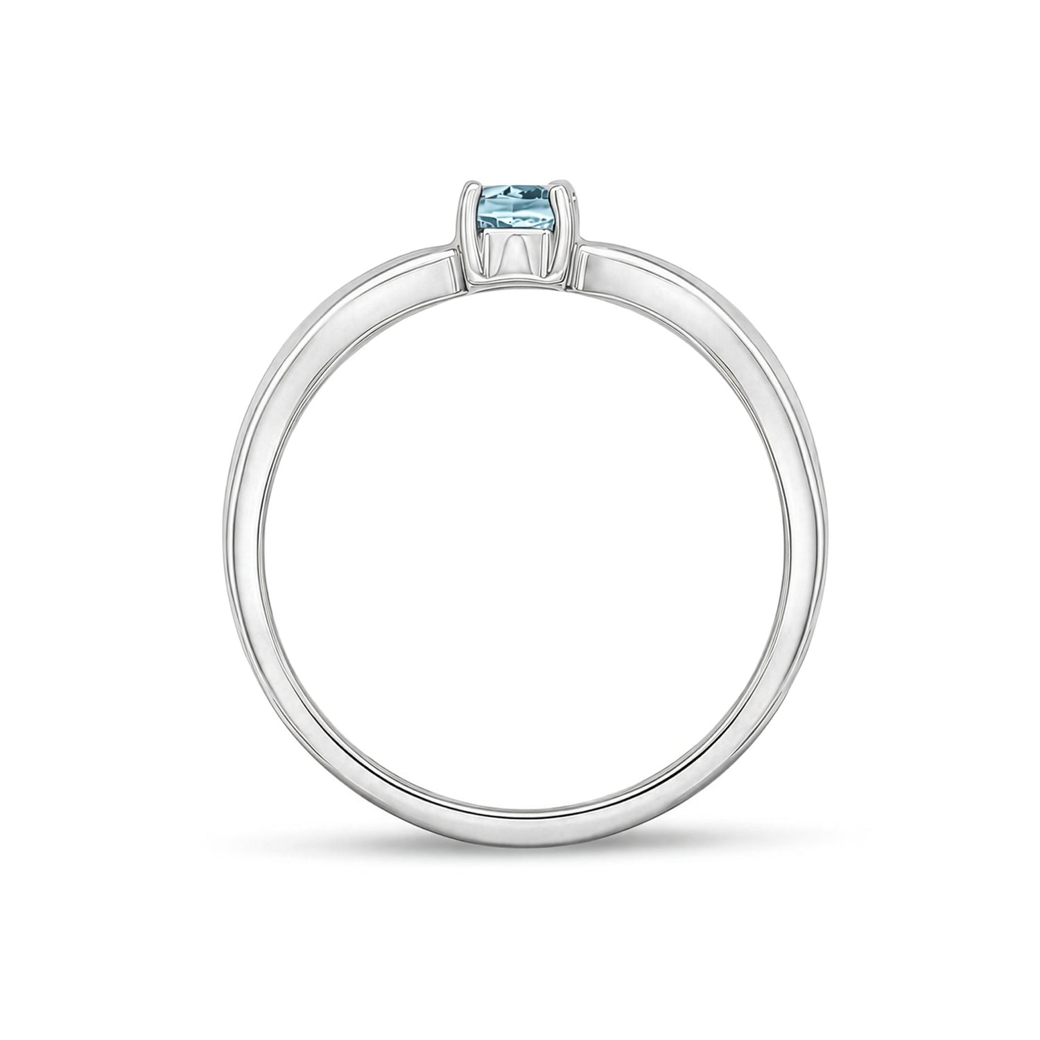 9ct White Gold Oval Natural Aquamarine Four Claw Single Stone Ring