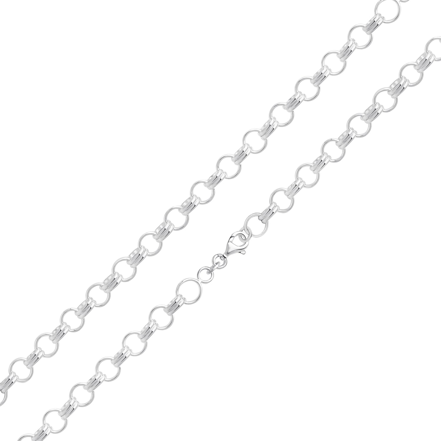 Sterling Silver 7mm Round and Double Oval Belcher Bracelet